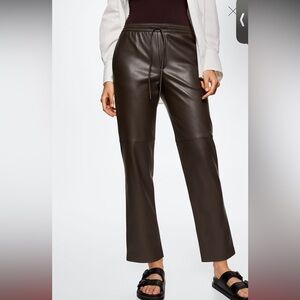 Mango leather effect electric waste joggers